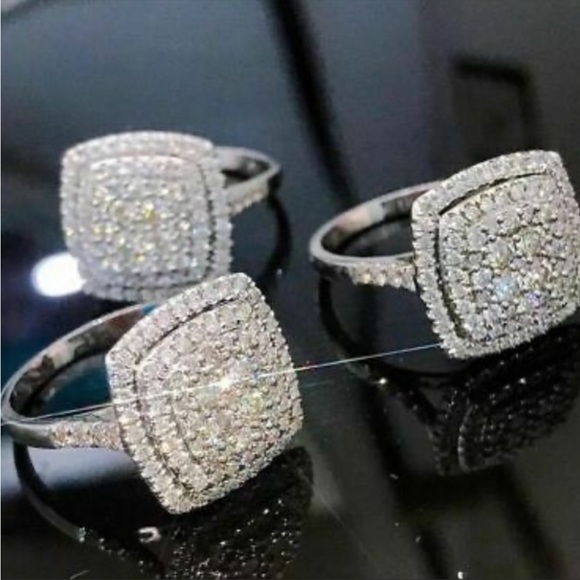 New Women’s 925 Silver Beautiful Diamond Ring - Picture 7 of 8